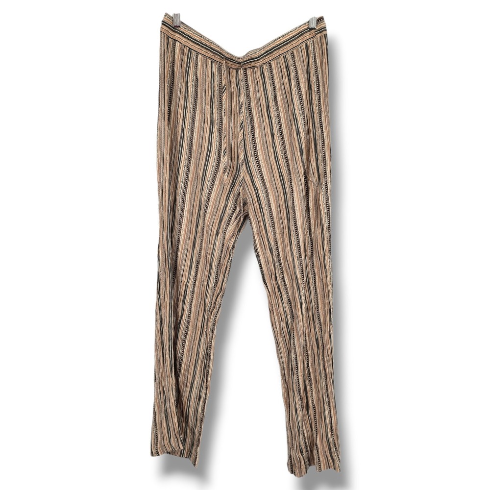 Robert‎ Louis Womens Tan Black Striped Rayon Relaxed Boho Straight Leg Pants